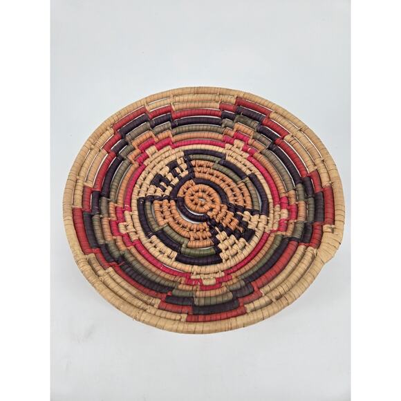 Handmade Coiled Woven African Boho Southwest Primitive Bowl Basket 10" Butterfly - Picture 5 of 5